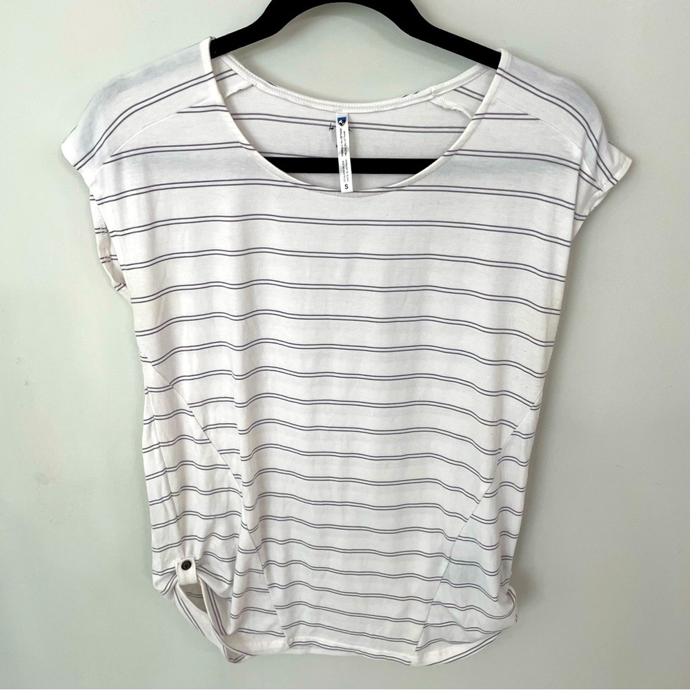 Kuhl Laurel Short Sleeve Mélange Stripe Hiking Shirt Size S White Stripe. L11